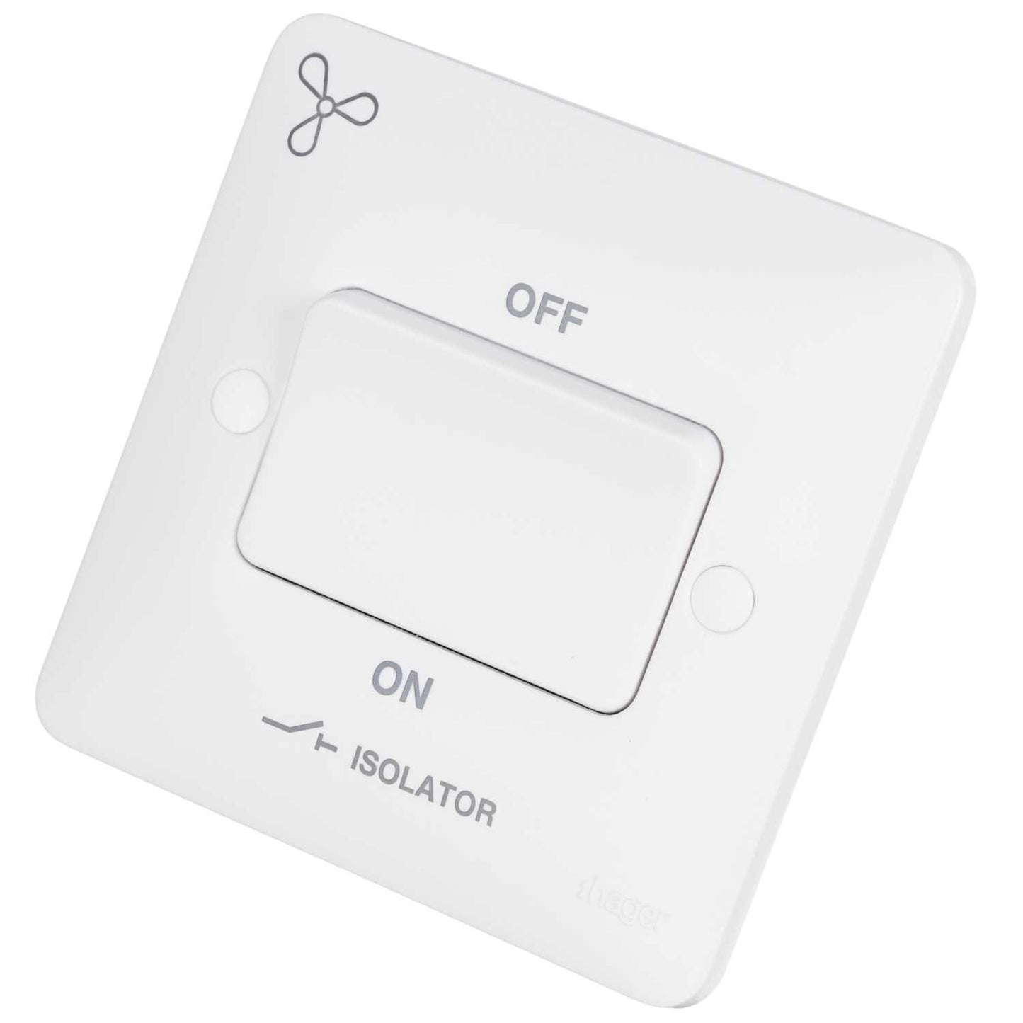 Hager Sollysta 10A Triple Pole Fan Isolator Switch with Fan Symbol White