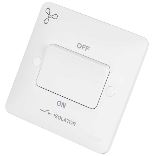 Hager Sollysta 10A Triple Pole Fan Isolator Switch with Fan Symbol White
