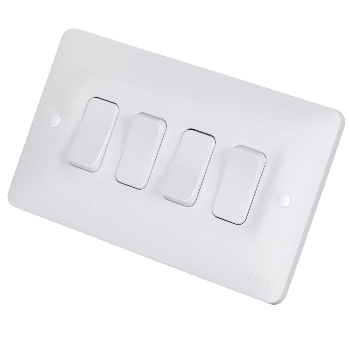 Hager Sollysta 10A 4 Gang 2 Way Light Switch White