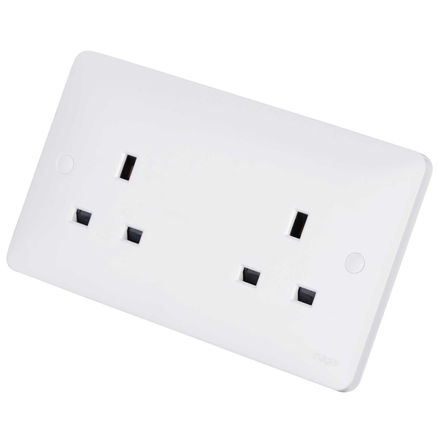 Hager Sollysta 13A 2 Gang Unswitched Socket White