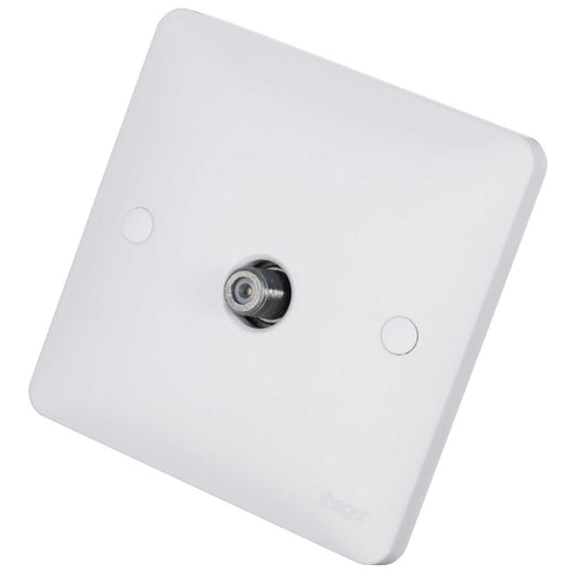Hager Sollysta 1 Gang F Type Screened Satellite Socket White