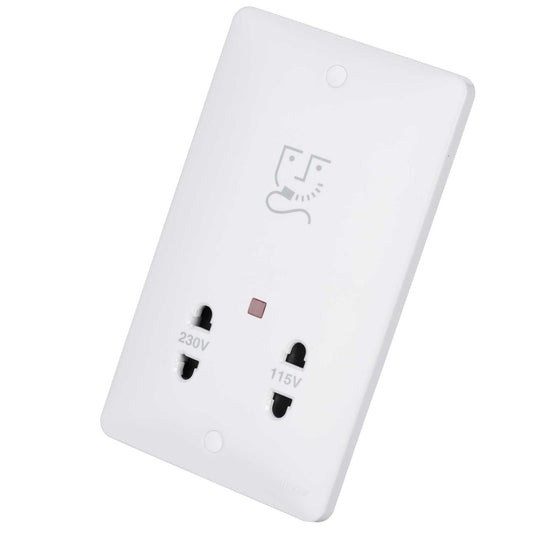 Hager Sollysta 115 / 230V Dual Voltage Shaver Socket White