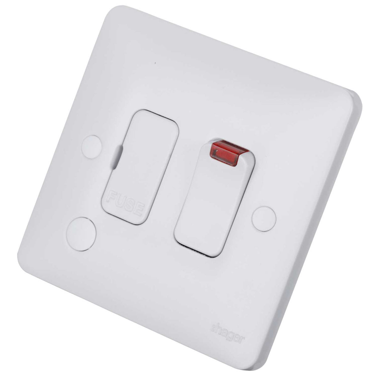 Hager Sollysta 13A DP Switched Fused Spur with Neon and Flex Outlet White