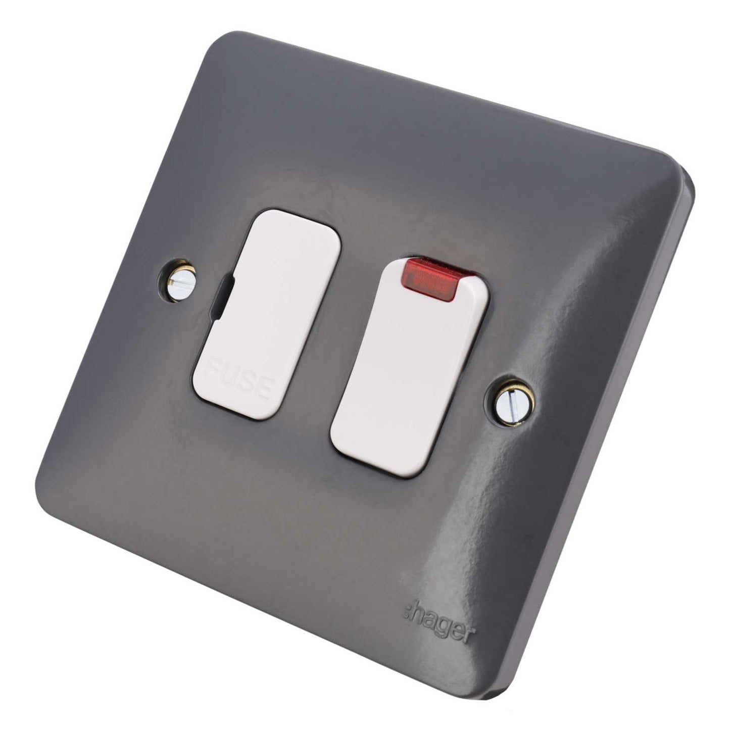 Hager Sollysta 13A DP Switched Fused Spur Part M with Neon Grey