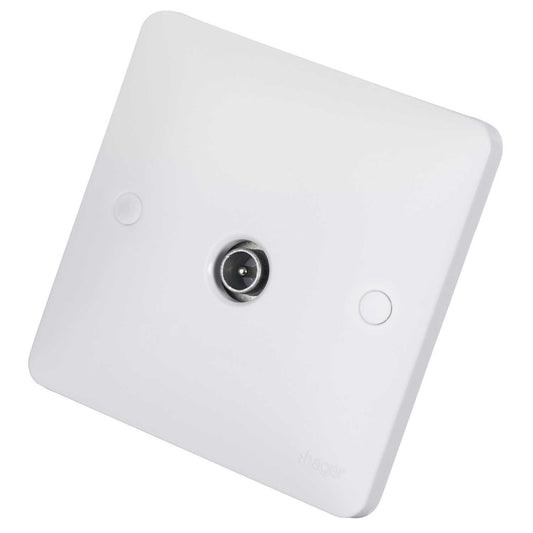 Hager Sollysta 1 Gang Coaxial TV Socket Male White