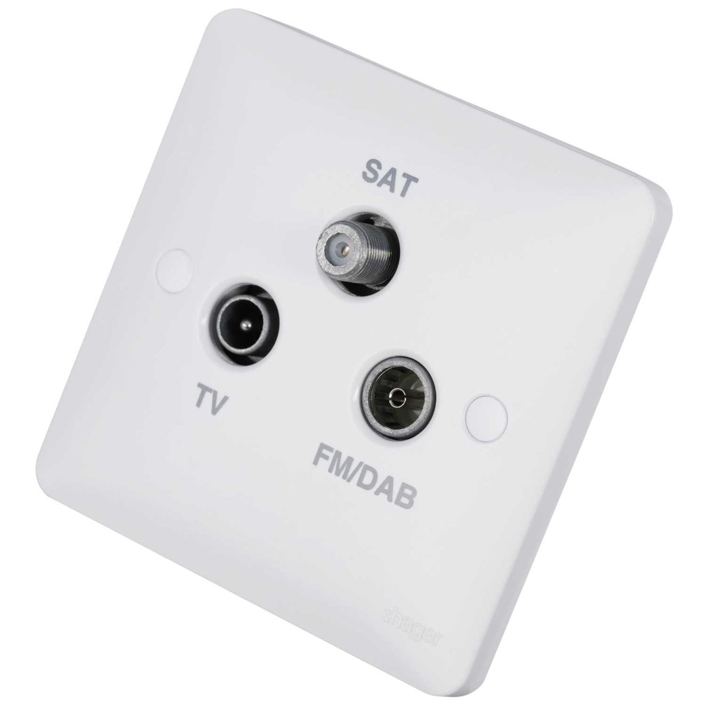 Hager Sollysta 1 Gang Triplexer Coaxial FM / DAB and Satellite Socket White