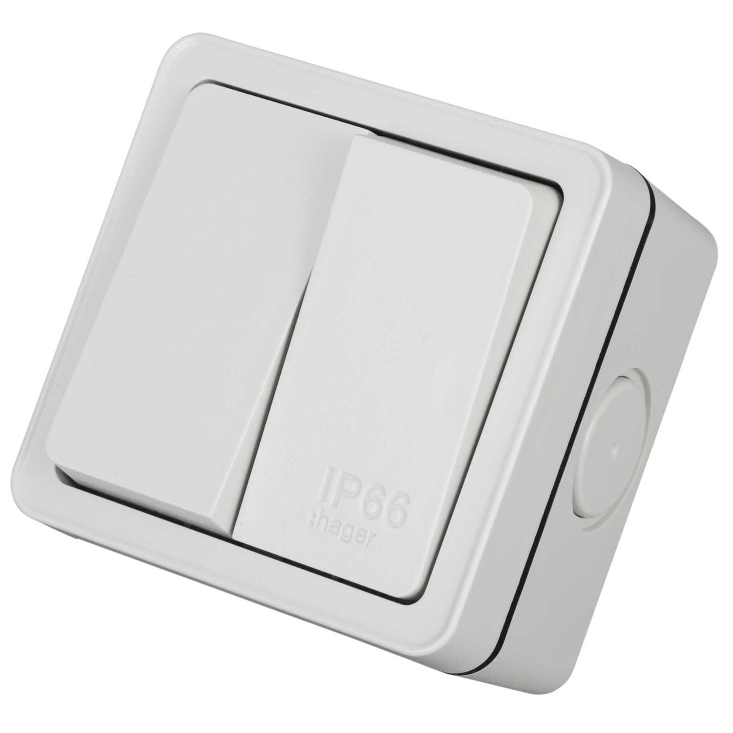 Hager Sollysta 10A 2 Gang 2 Way Switch IP66 Grey