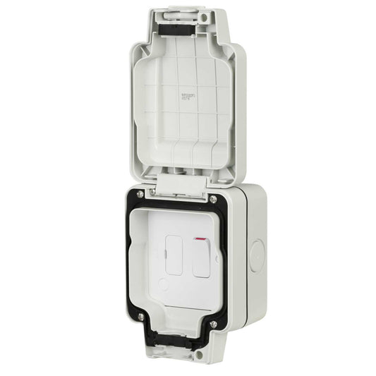 Hager Sollysta 13A Switched Fused Spur with Flex Outlet Weatherproof IP66