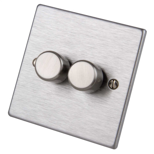 Hamilton 400W 2 Gang 2 Way Dimmer Satin Steel