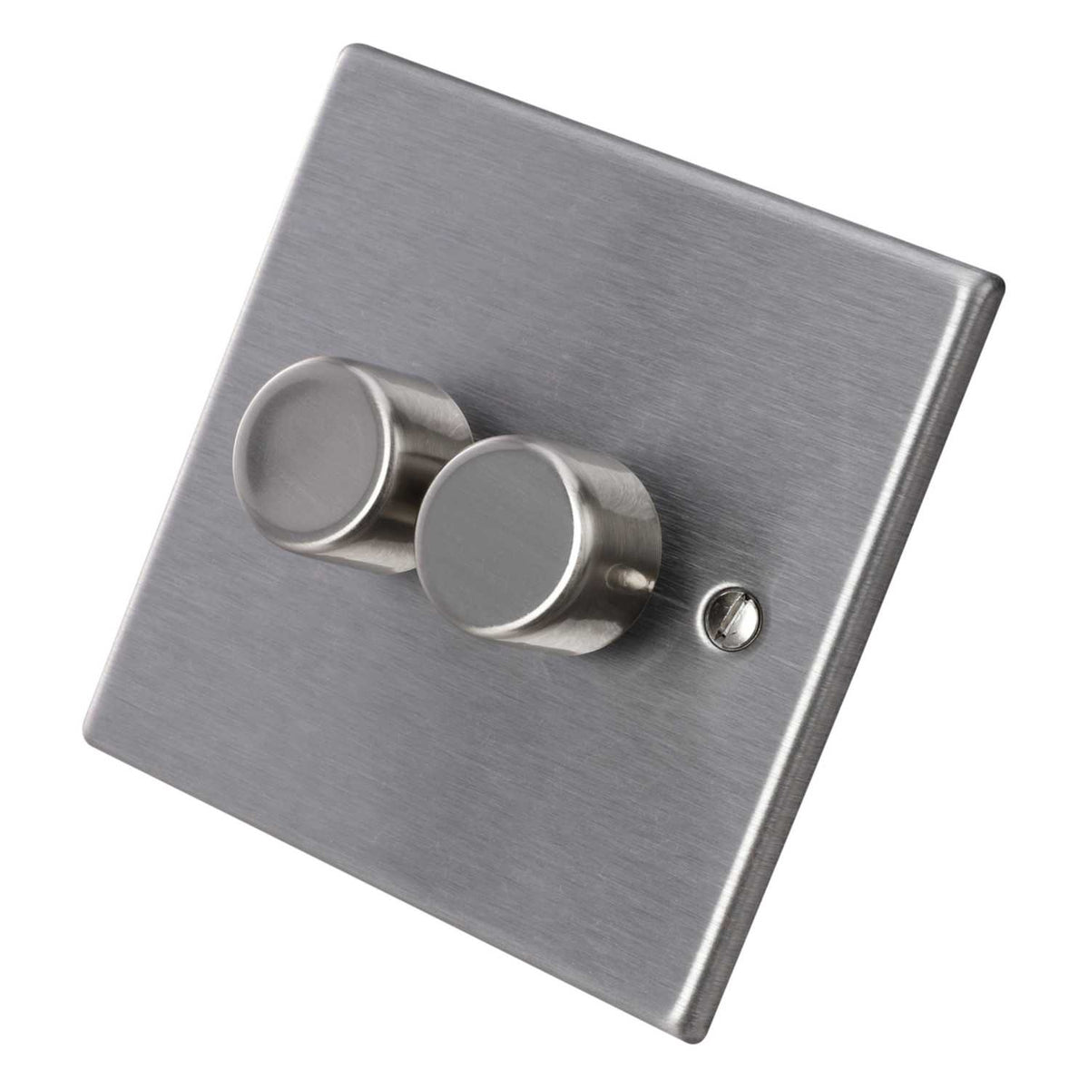 Hamilton 250W 2 Gang 2 Way LED Trailing/Leading Edge Dimmer Switch Satin Steel