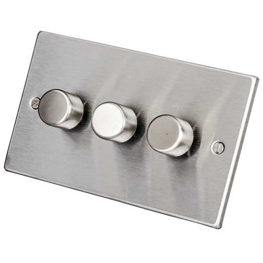 Hamilton 400W 3 Gang 2 Way Dimmer Satin Steel