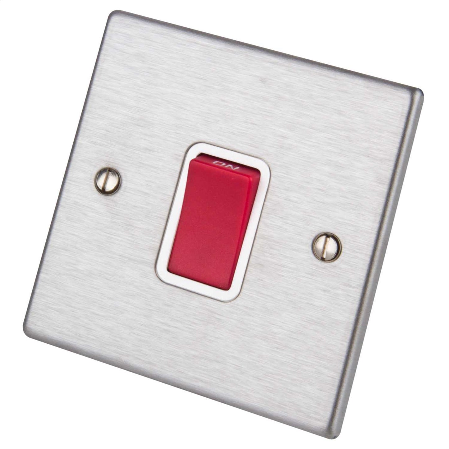 Hamilton 45A DP 1 Gang Switch Red Rocker Satin Steel