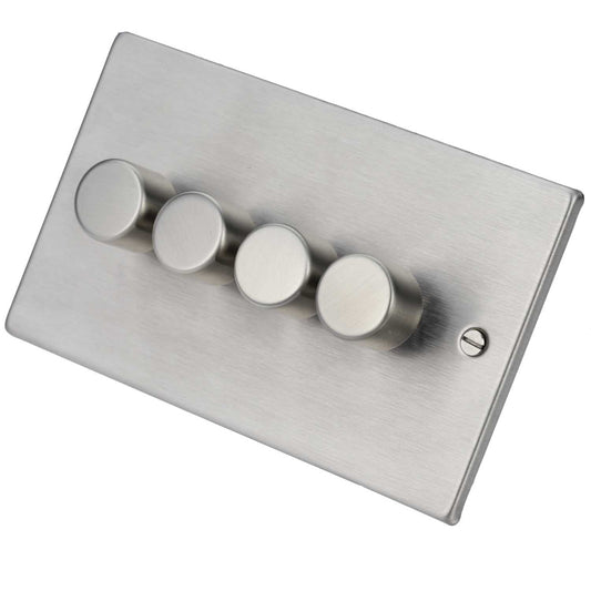 Hamilton 100W 4 Gang 2 Way LED Dimmer Switch Satin Steel