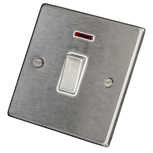 Hamilton 20A DP Switch with Neon White Insert Satin Steel
