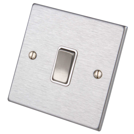 Hamilton 20A DP Switch White Insert Satin Steel