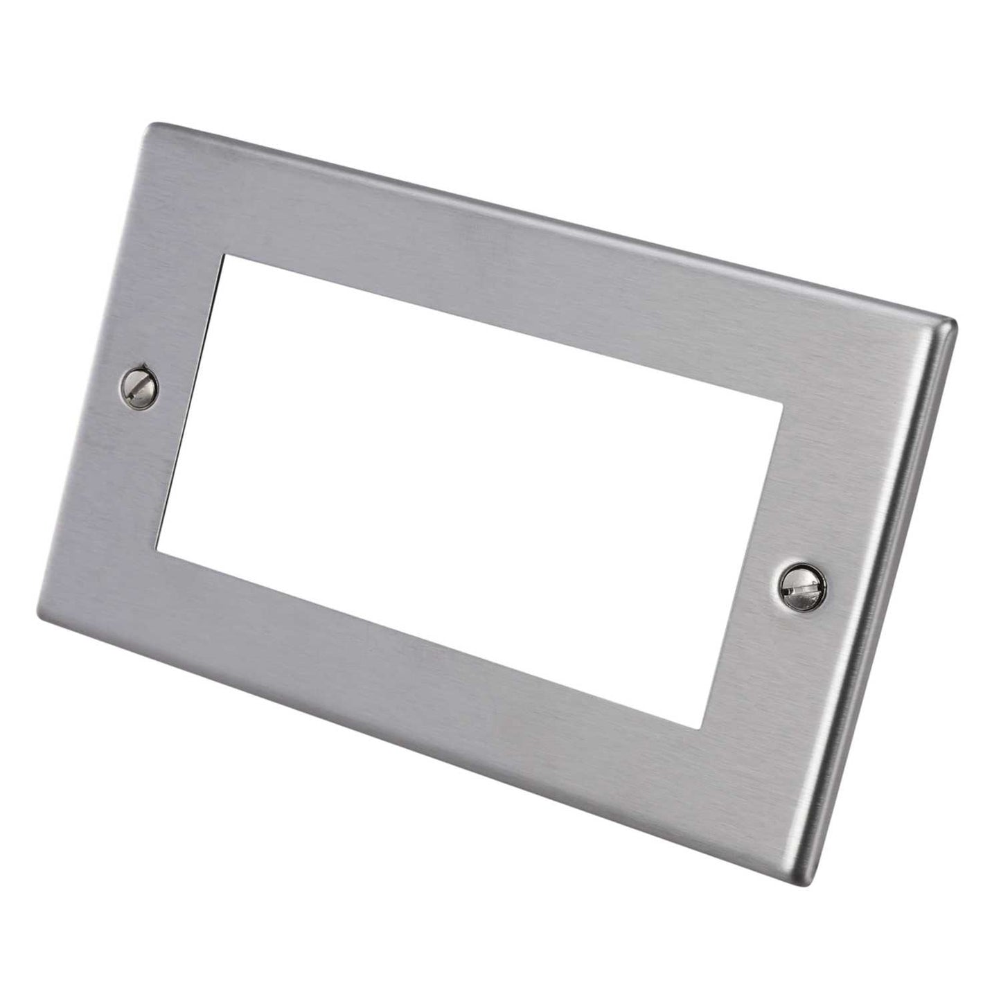 Hamilton 2 Gang 4 Module Face Plate with Grid Satin Steel