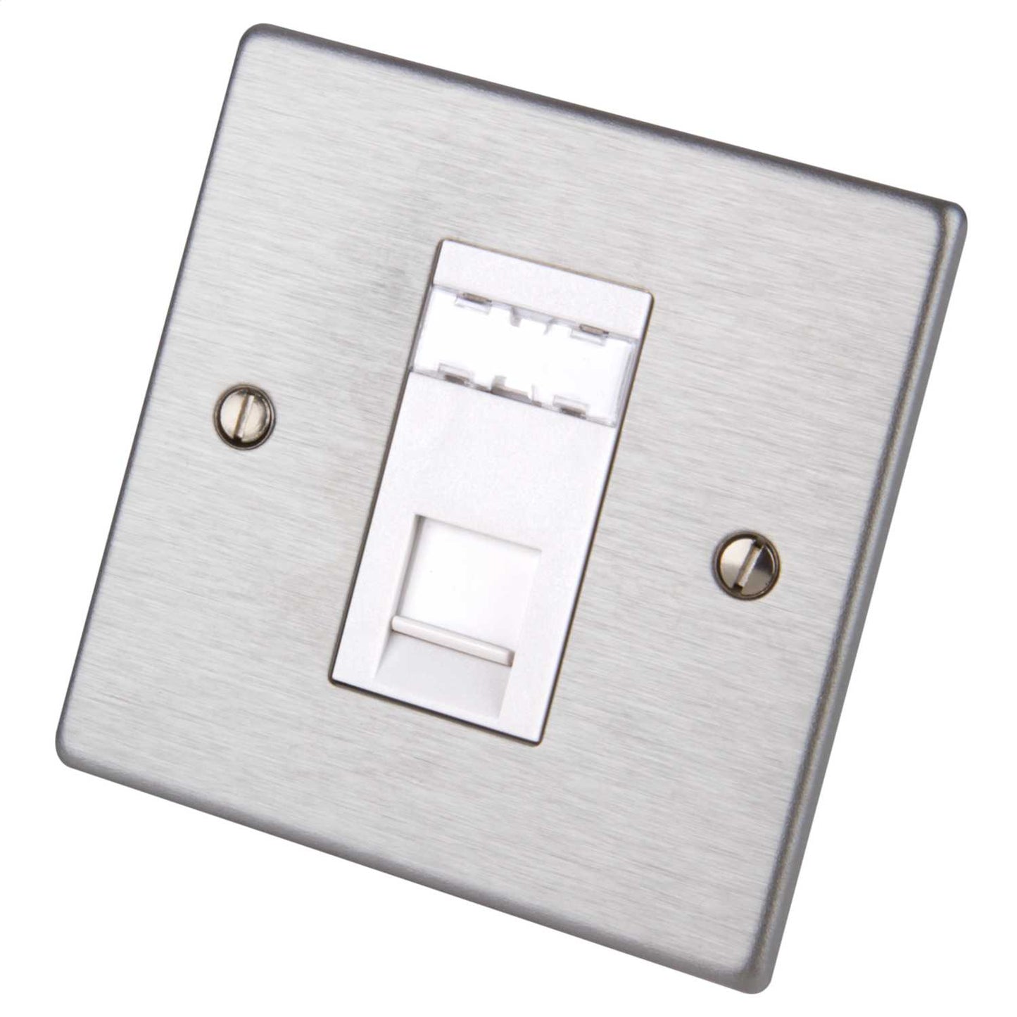 Hamilton 1 Gang RJ45 Outlet CAT5E Unshielded Satin Steel