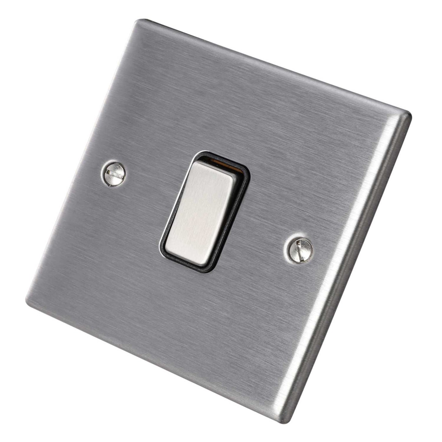 Hamilton 10A 1 Gang 2 Way Light Switch Black Insert Satin Steel