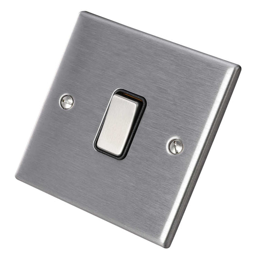 Hamilton 10A 1 Gang 2 Way Light Switch Black Insert Satin Steel