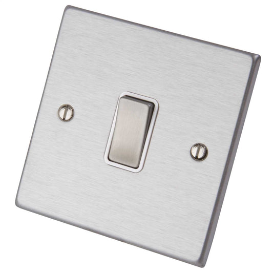 Hamilton 10A 1 Gang 2 Way Light Switch White Insert Satin Steel