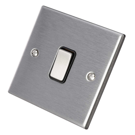 Hamilton 10A 1 Gang Intermediate Switch Black Insert Satin Steel