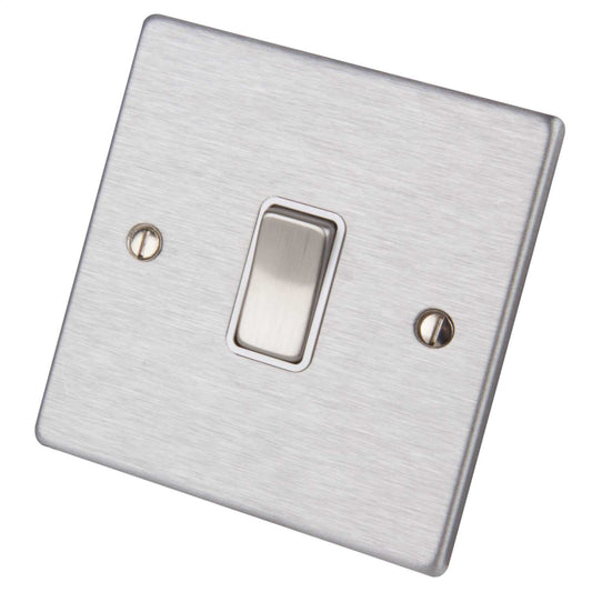Hamilton 10A 1 Gang Intermediate Switch White Insert Satin Steel