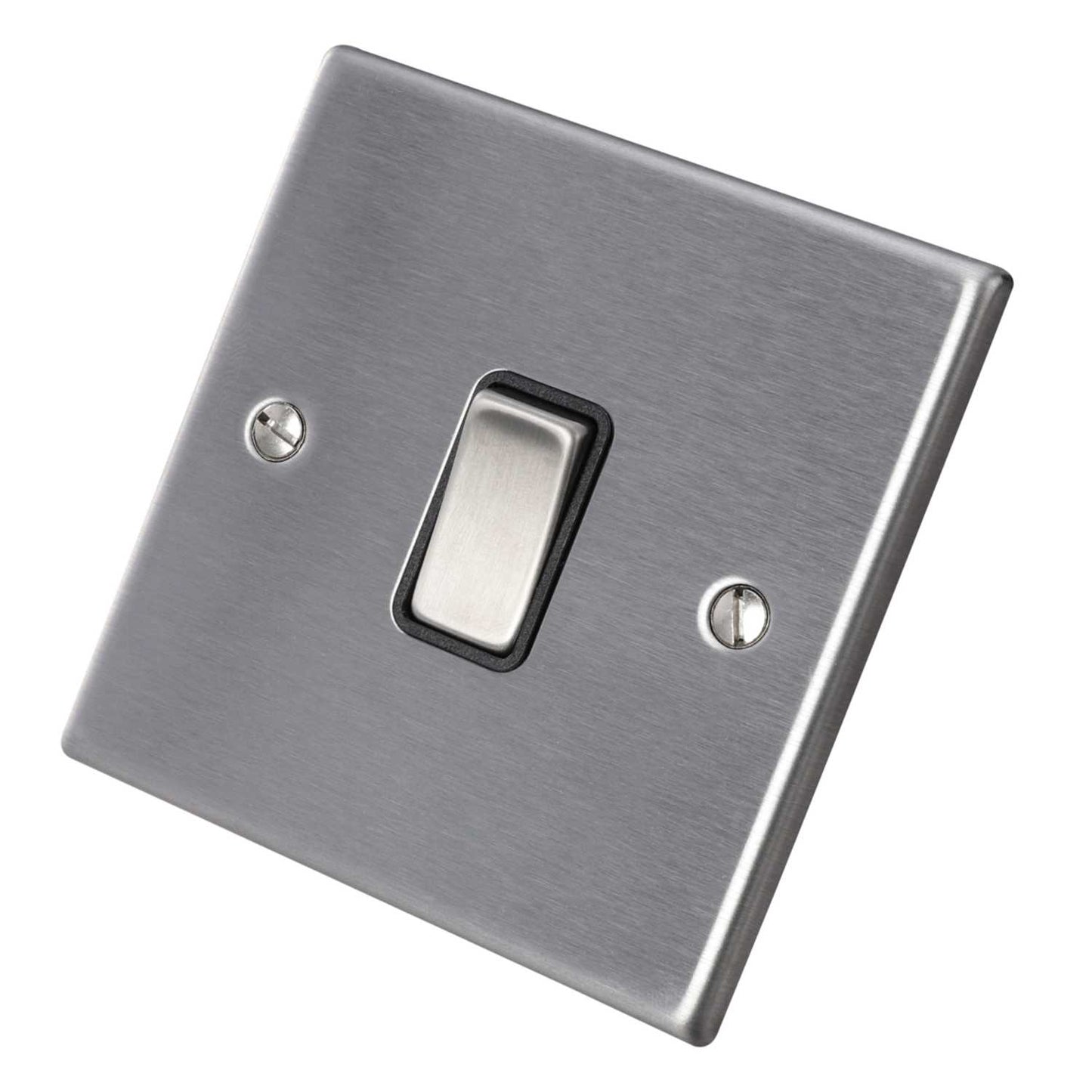 Hamilton 10A 1 Gang 2 Way Retractive Switch Black Insert Satin Steel