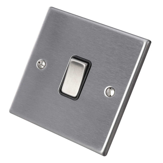 Hamilton 10A 1 Gang 2 Way Retractive Switch Black Insert Satin Steel