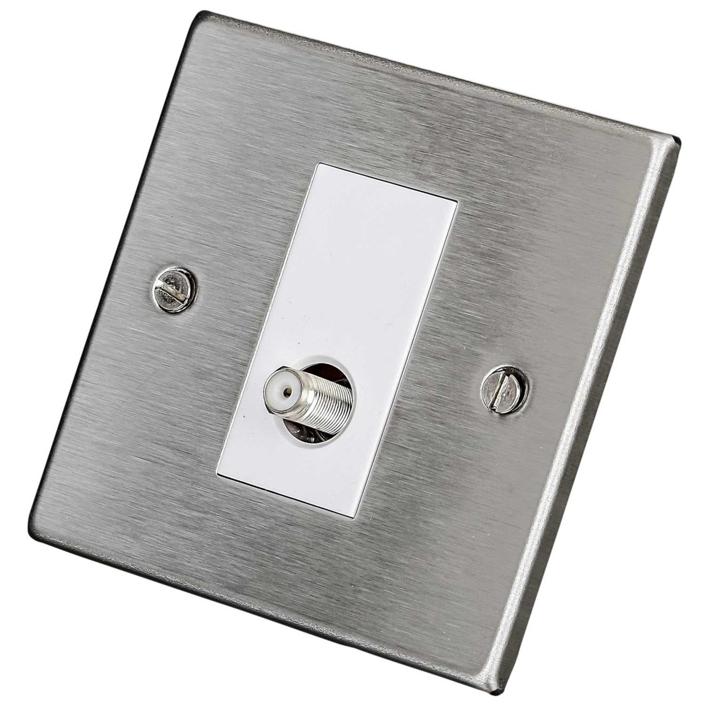 Hamilton 1 Gang Non Isolated Satellite Outlet White Insert Satin Steel