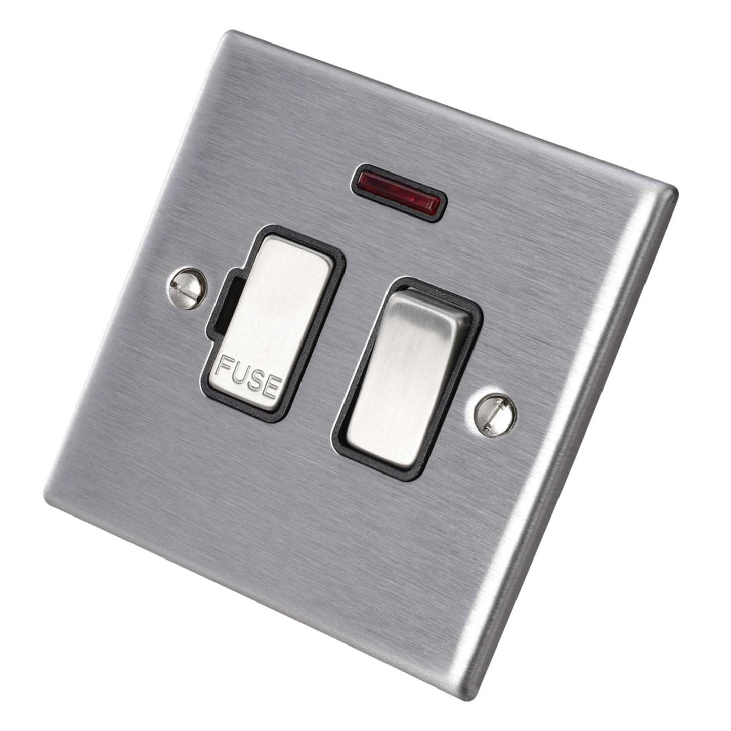 Hamilton 13A DP Switched Fused Spur with Neon Black Insert Satin Steel