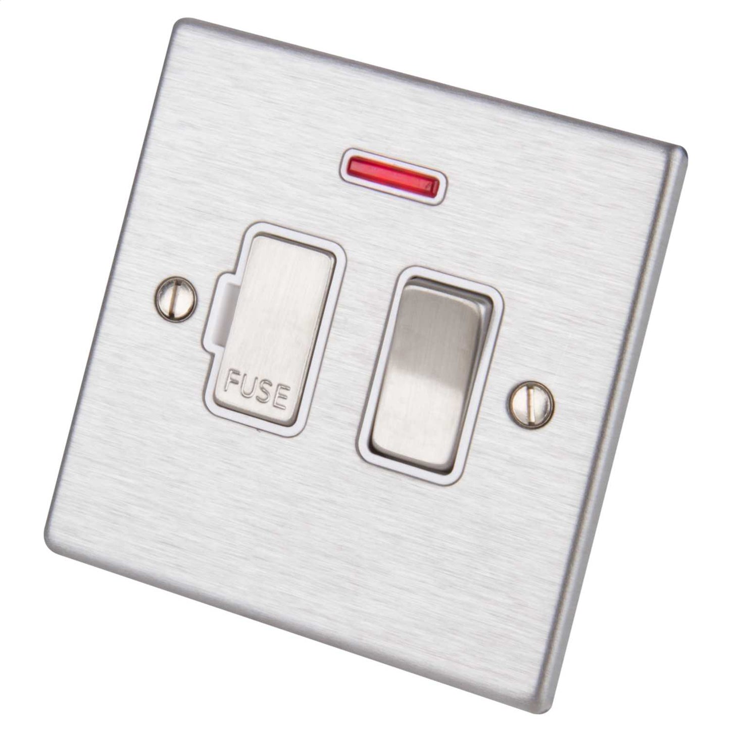 Hamilton 13A Switched Fused Spur with Neon White Insert Satin Steel