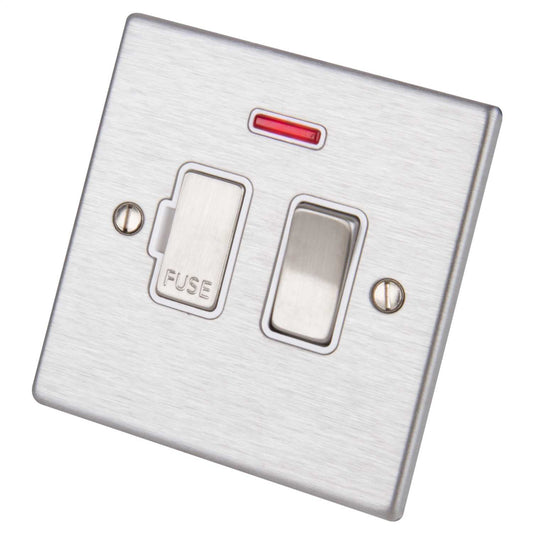Hamilton 13A Switched Fused Spur with Neon White Insert Satin Steel
