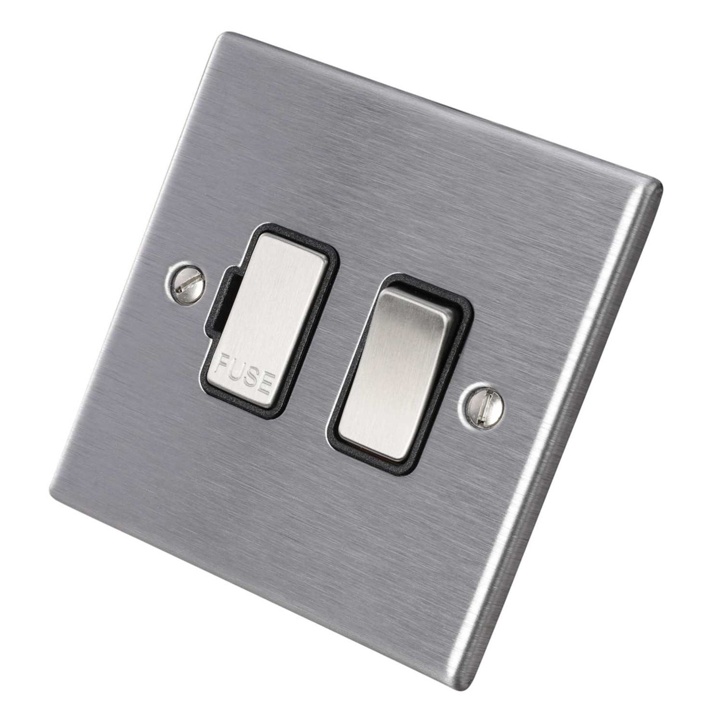 Hamilton 13A DP Switched Fused Spur Black Insert Satin Steel