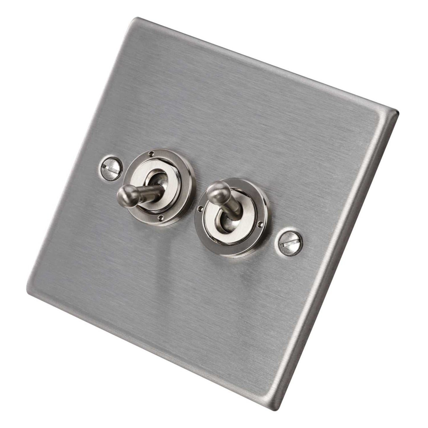 Hamilton 20A 2 Gang 2 Way Toggle Switch Satin Steel