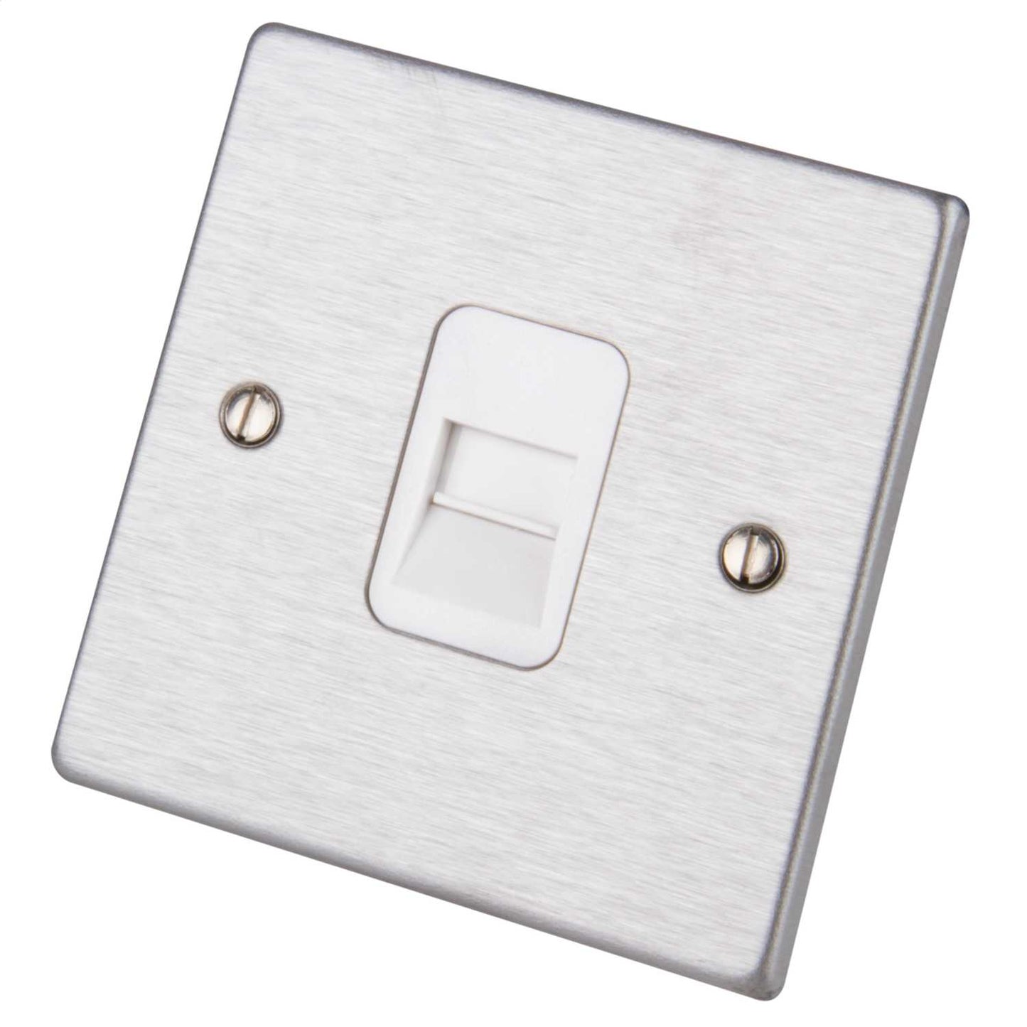 Hamilton 1 Gang Telephone Master Socket White Insert Satin Steel