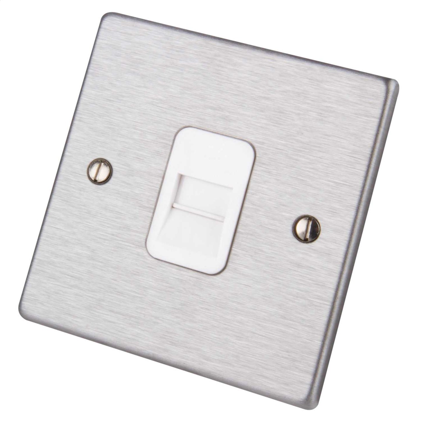 Hamilton 1 Gang Telephone Secondary Socket White Insert Satin Steel