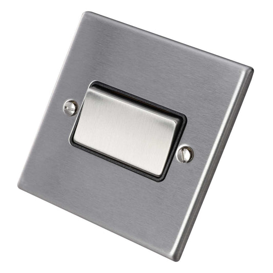 Hamilton 10A Triple Pole Fan Isolator Switch Black Insert Satin Steel