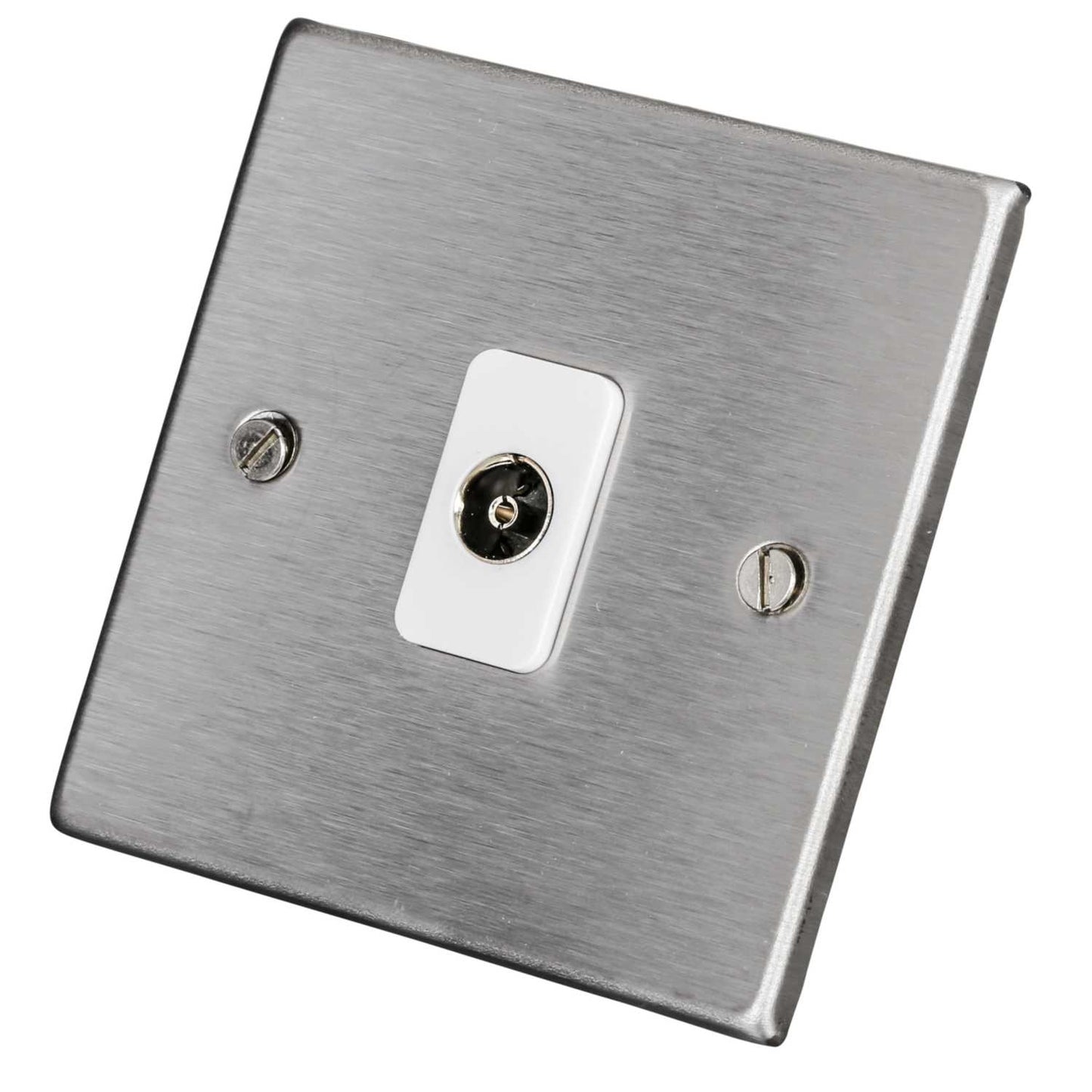 Hamilton 1 Gang Isolated TV Outlet White Insert Satin Steel