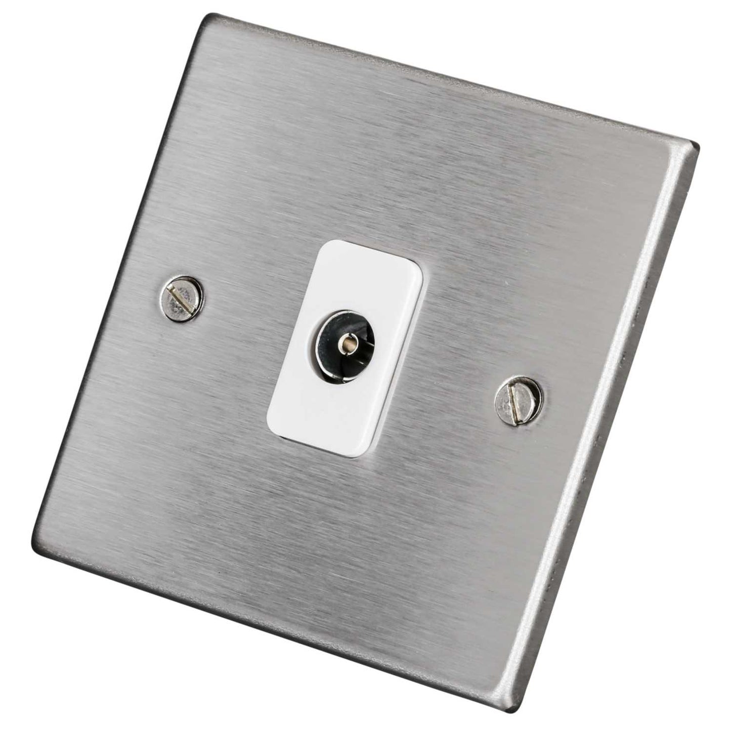 Hamilton 1 Gang Non Isolated TV Outlet White Insert Satin Steel