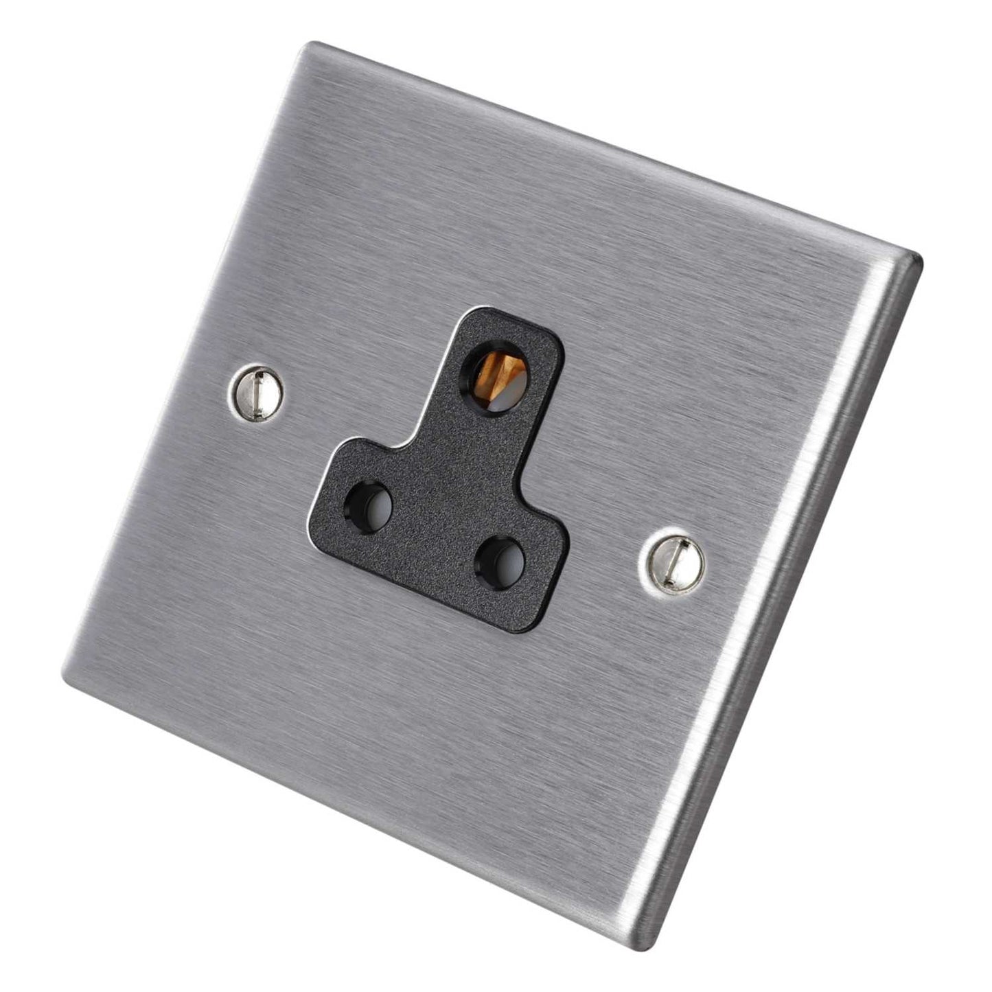 Hamilton 5A 1 Gang Unswitched Socket Black Insert Satin Steel