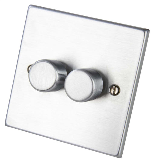 Hamilton Hartland 400W 2 Gang 2 Way Dimmer Switch Satin Chrome