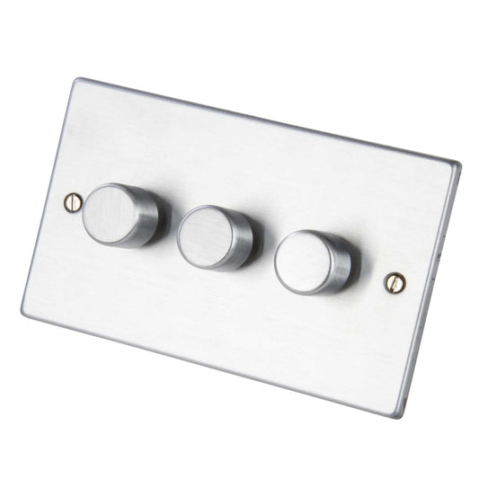 Hamilton Hartland 400W 3 Gang 2 Way Dimmer Switch Satin Chrome