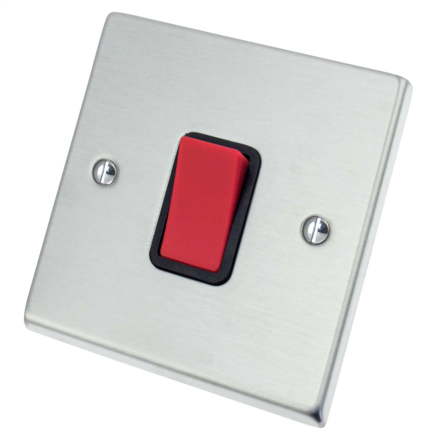 Hamilton Hartland 45A DP 1 Gang Switch Black Insert Satin Chrome