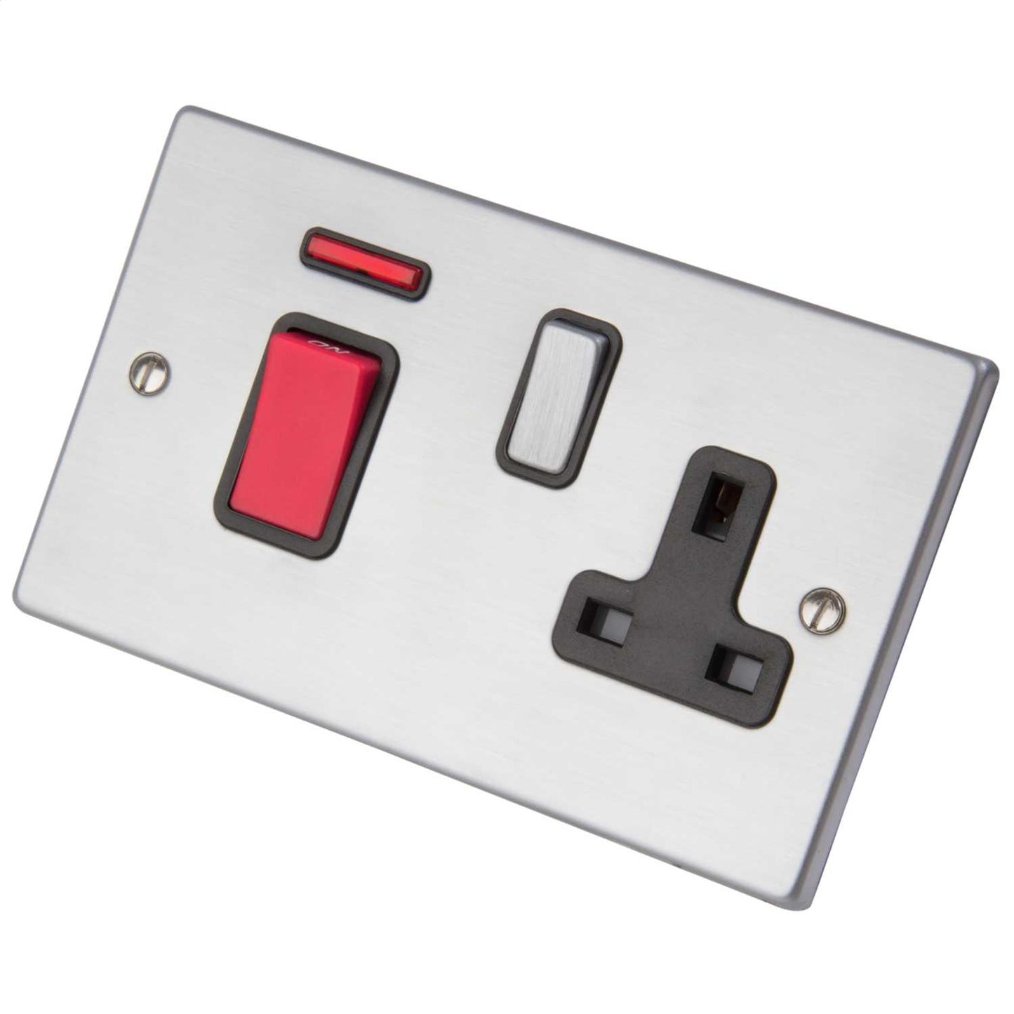 Hamilton Hartland 45A DP Cooker Control Unit with Neon Metal / Black Insert Satin Chrome