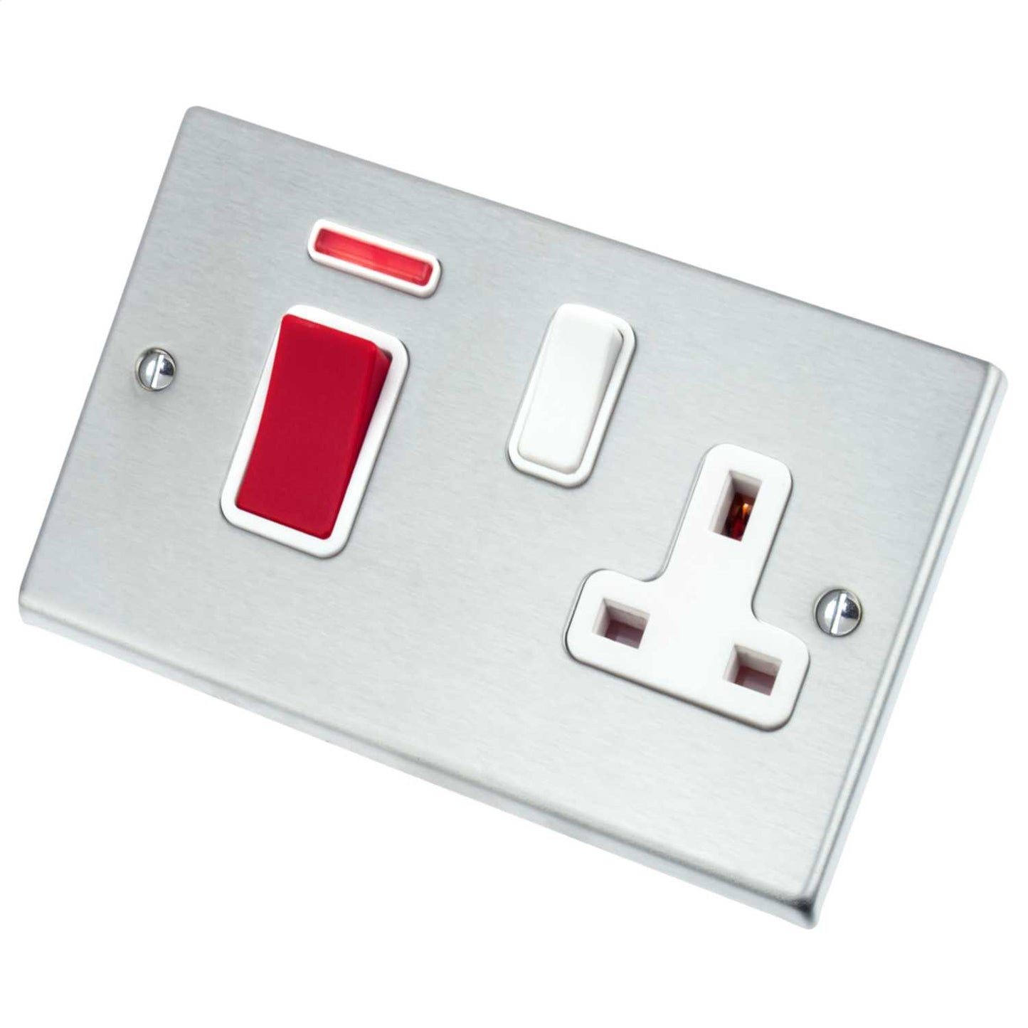 Hamilton Hartland 45A DP Cooker Control Unit with Neon White Insert Satin Chrome