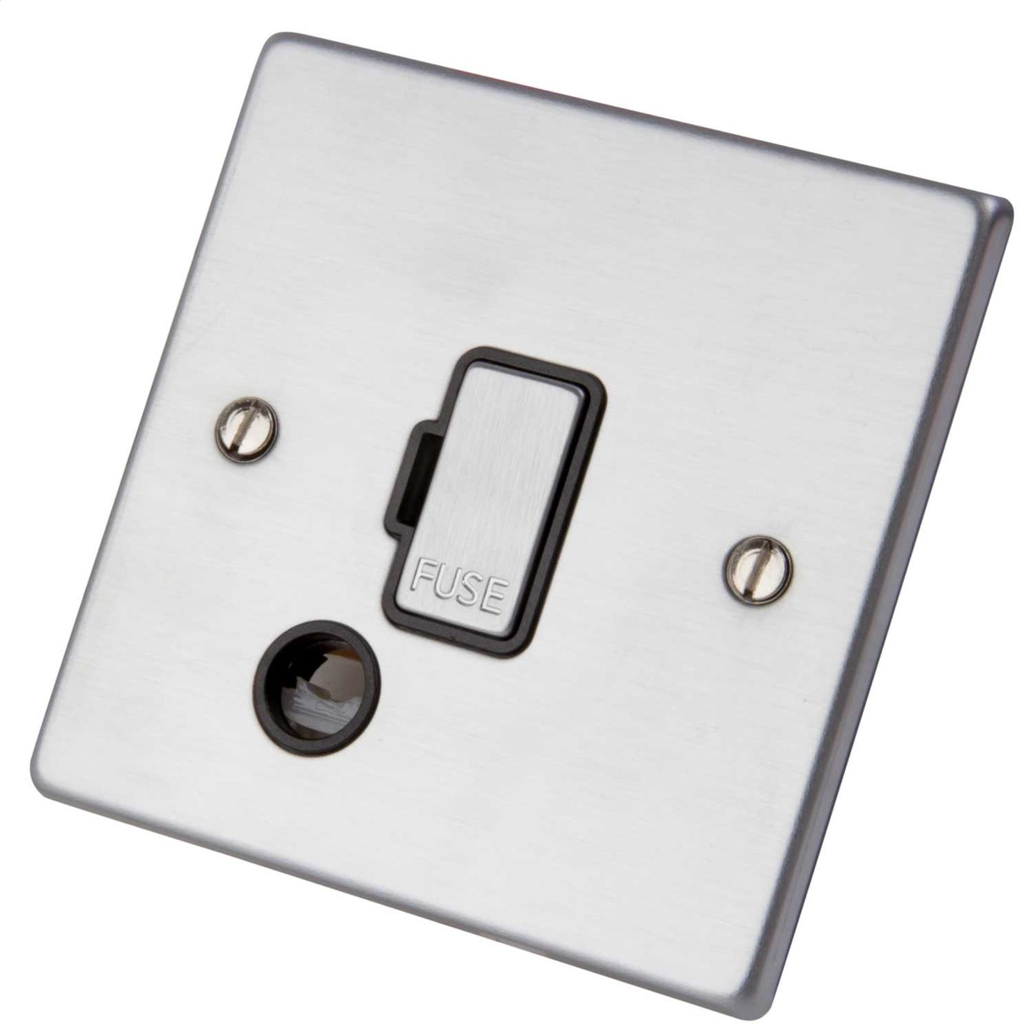 Hamilton Hartland 13A Unswitched Fused Spur with Flex Outlet Black Insert Satin Chrome