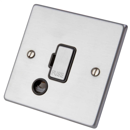 Hamilton Hartland 13A Unswitched Fused Spur with Flex Outlet Black Insert Satin Chrome