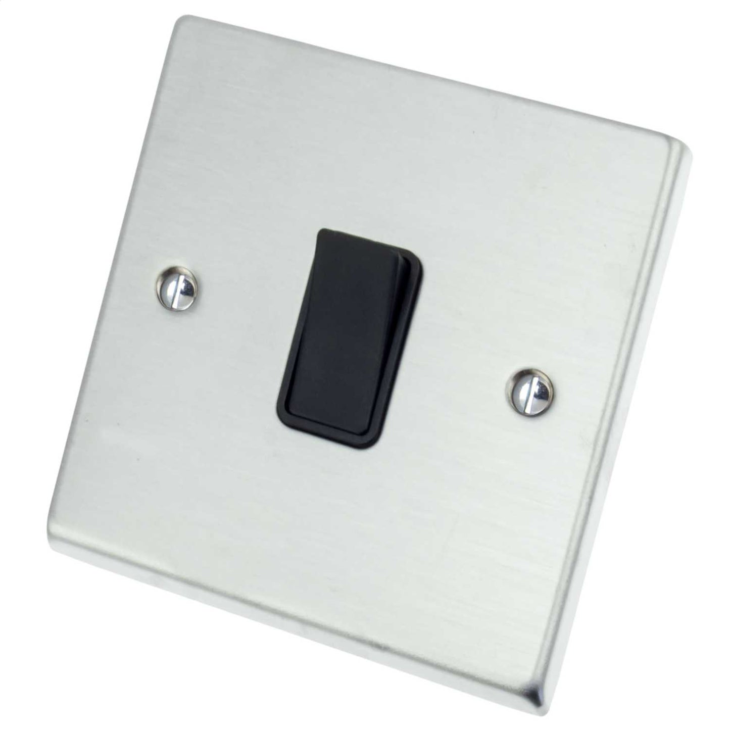 Hamilton Hartland 10A 1 Gang 2 Way Light Switch Black Insert Satin Chrome