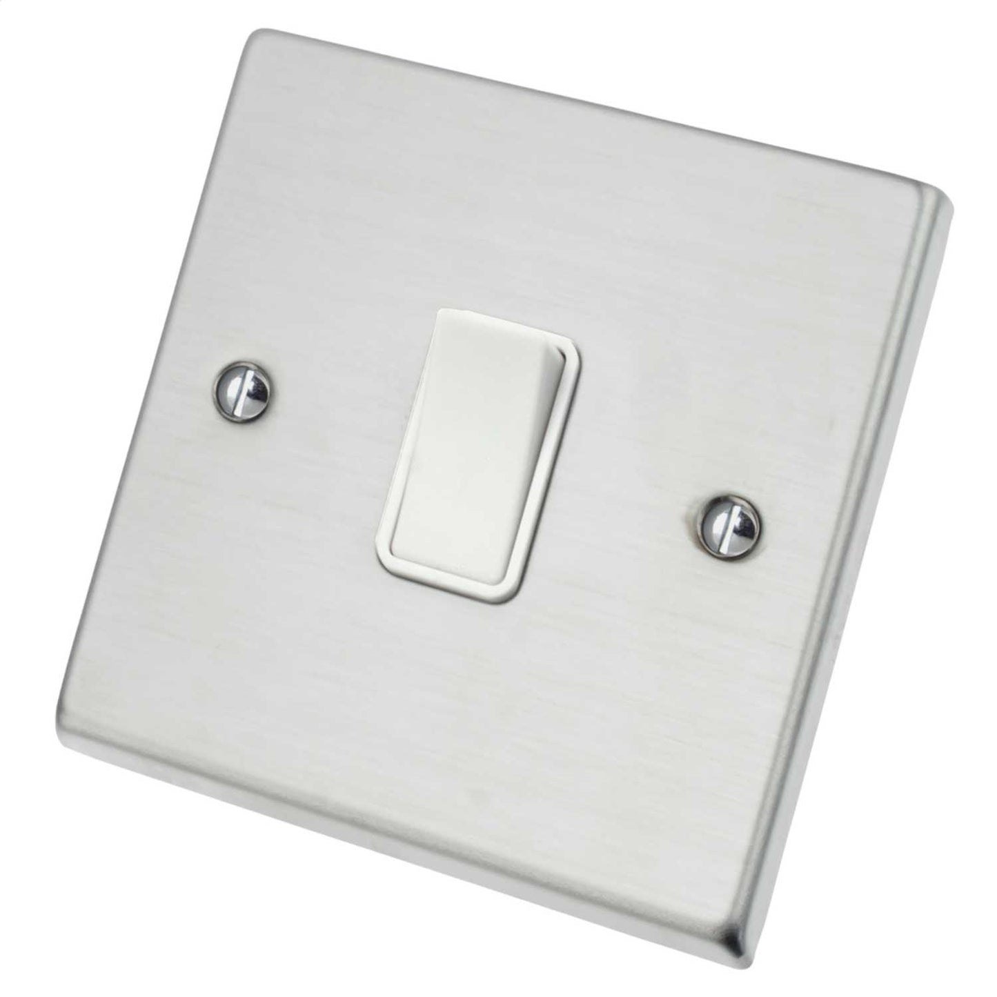 Hamilton Hartland 10A 1 Gang 2 Way Light Switch White Insert Satin Chrome