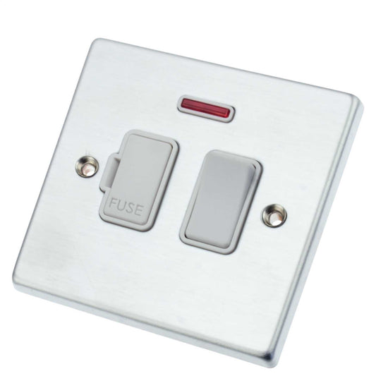 Hamilton Hartland 13A DP Switched Fused Spur with Neon White Insert Satin Chrome